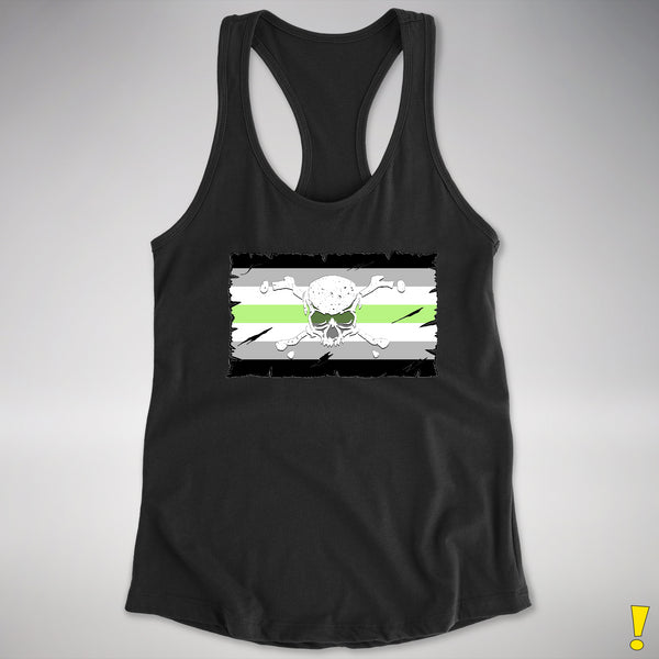 Agender Pride Pirate Flag Racerback Tank - Black